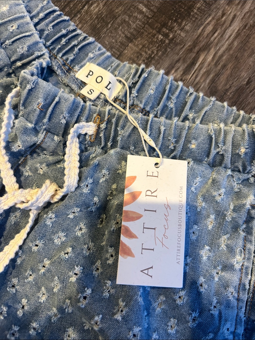Attire Access Light Blue Distressed Track Pants with White Patch Details - Picture 2 of 3